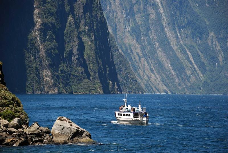 New Zealand ferry crossing to Milford Sound
