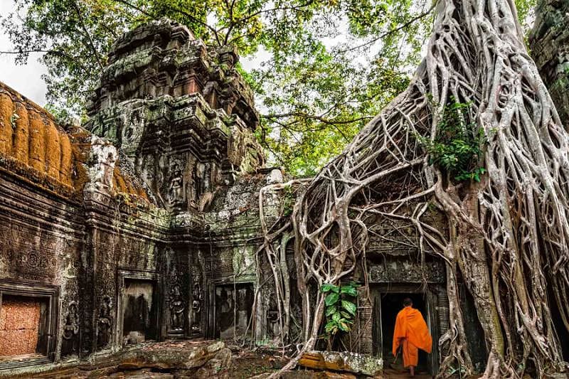 Ancient Khmer architecture, Buddhist temple Angkor Wat, Cambodia