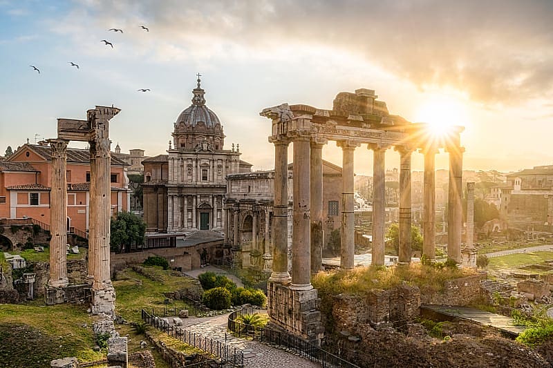 The Roman Forum in Italy Sunrise at the Roman Forum in Italy