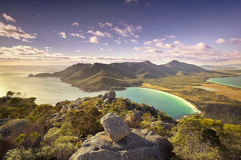 Wine glass bay from Mt Amos in Freycinet National Park