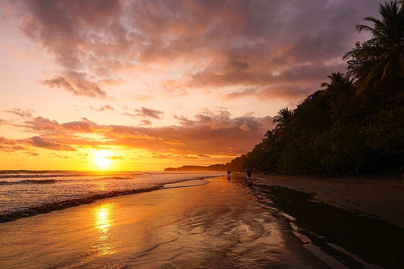Beach sunset at Marino Ballena National Park in Uvita, Costa Rica Beach sunset at Marino Ballena National Park in Uvita, Costa Rica