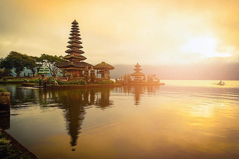 One of the coastal shrines at sunset, Bali, Indonesia