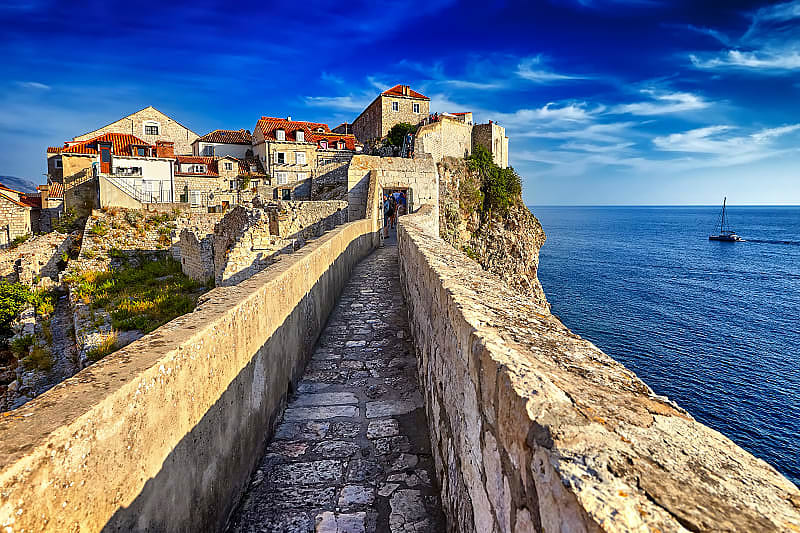 Old Town roofs and city wall of Dubrovnik, Croatia.