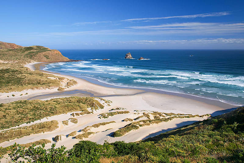 Beach in Otago, New Zealand.