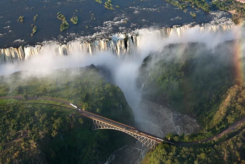 Birds eye view of Victoria Falls in Zambia