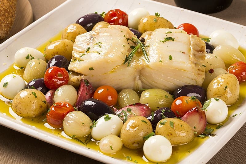 A typical Portuguese cod dish called Bacalhau do Porto.