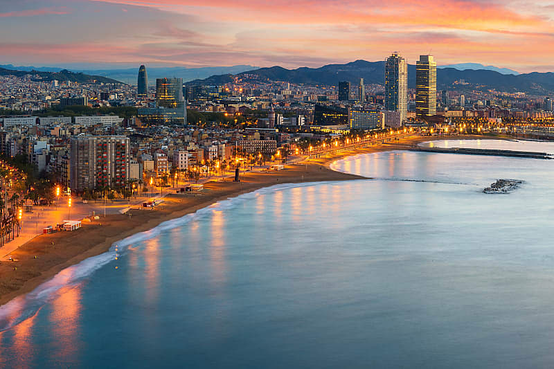 Morning sunrise in Barcelona, Spain