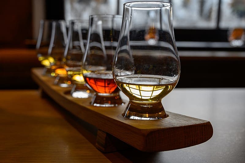 Glasses of the famous single malt Scotch whiskey