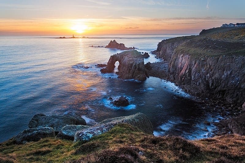 Rock formations of Enys Dodman and the Armed Night in Cornwall, England