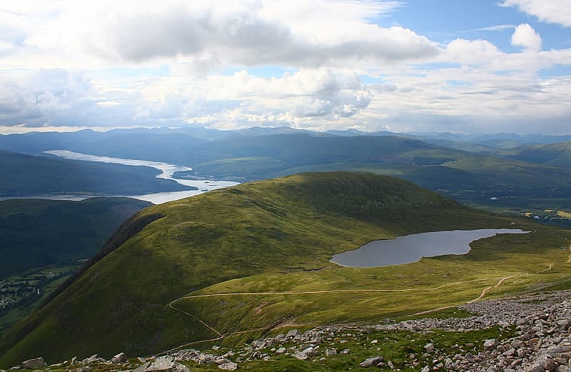 View on the way up Ben Nevis mountain in Scotland.