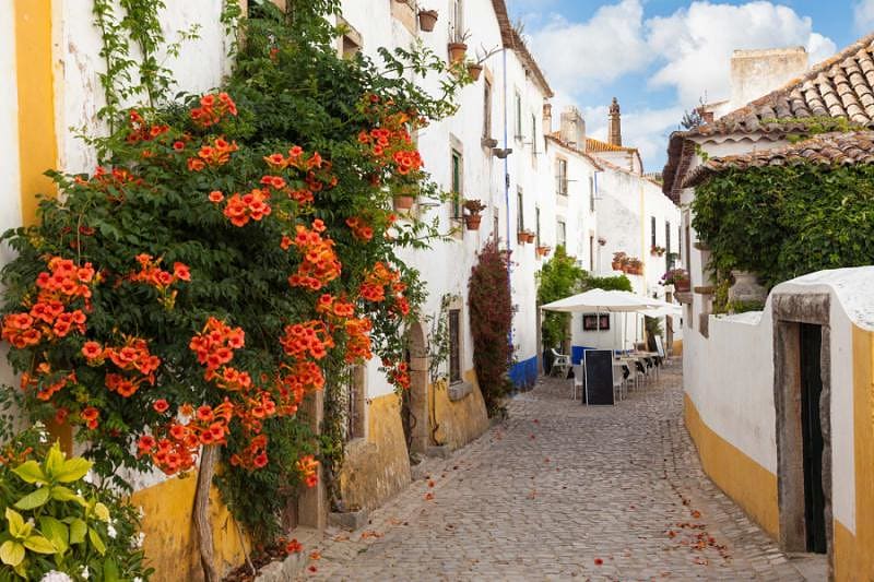 Enjoy the charming atmosphere of Obidos, whitewashed buildings, flowering flower beds and medieval streets.