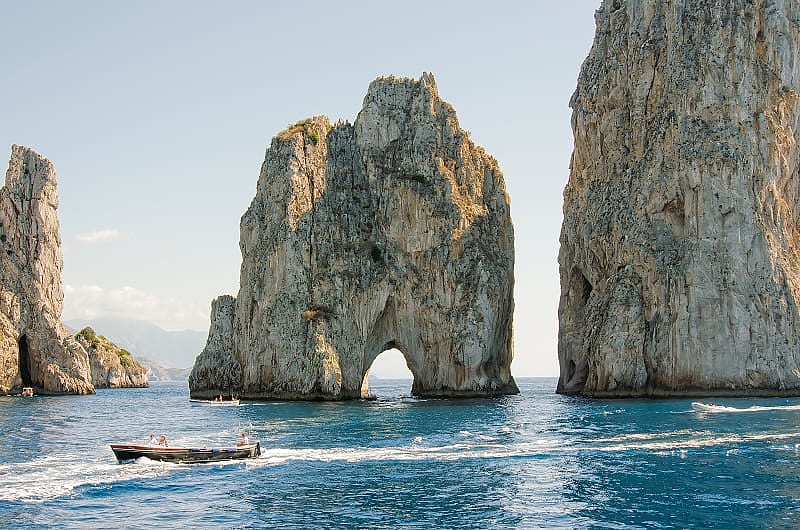 The Faraglioni rock formations of Capri, Italy