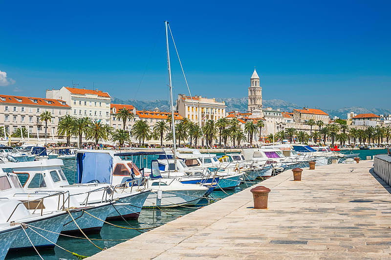 View of the harbor and promenade of Riva, Split, Croatia