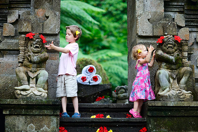 Brother and sister on vacation in Bali