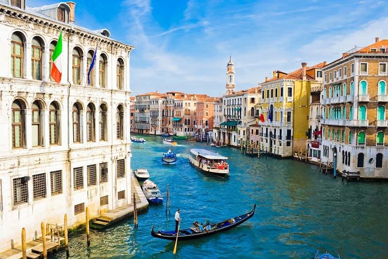 Gondolas on the Grand Canal, Venice, Italy