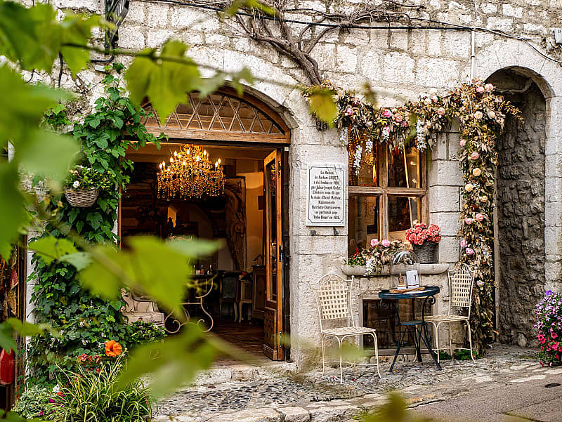 Quaint storefront in Saint Paul de Vence, France.