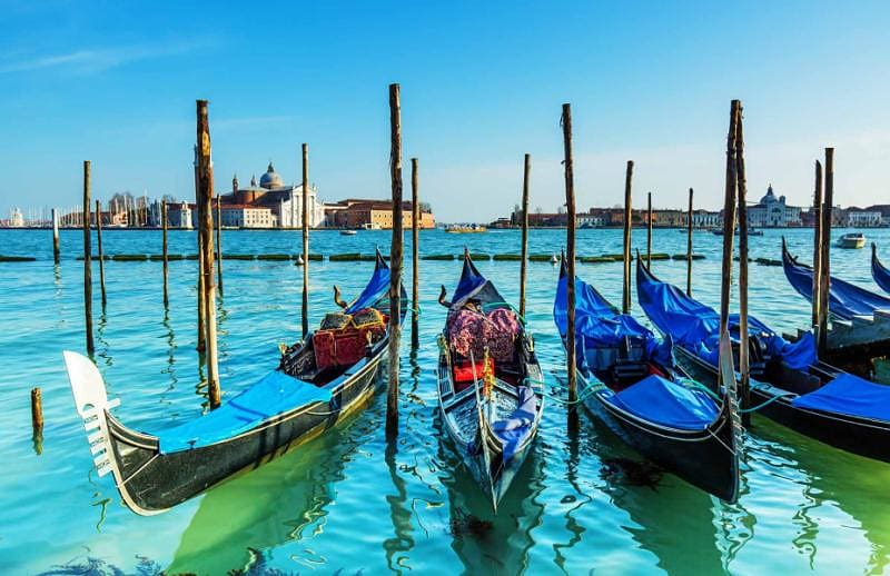 the famous gondolas of Venice