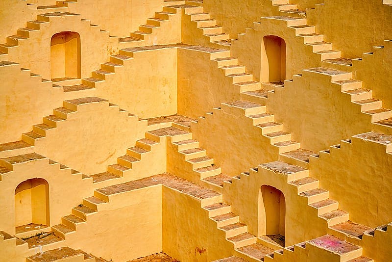 Colors of Rajasthan Tour: Jaipur, Deogarh, Agra, Ranakpur & More Pannaa Meena ka Kund step well near Amber Fort in Jaipur, India