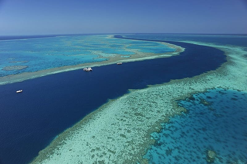 Aerial of the great barrier reef in Australia. Photo courtesy of Hamilton Island Aerial of the great barrier reef in Australia