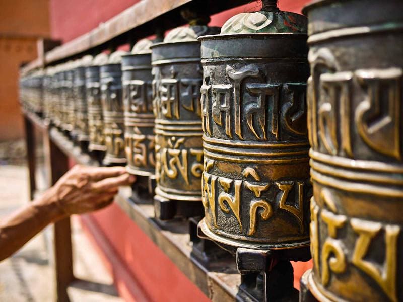 Prayer wheels in Nepal.