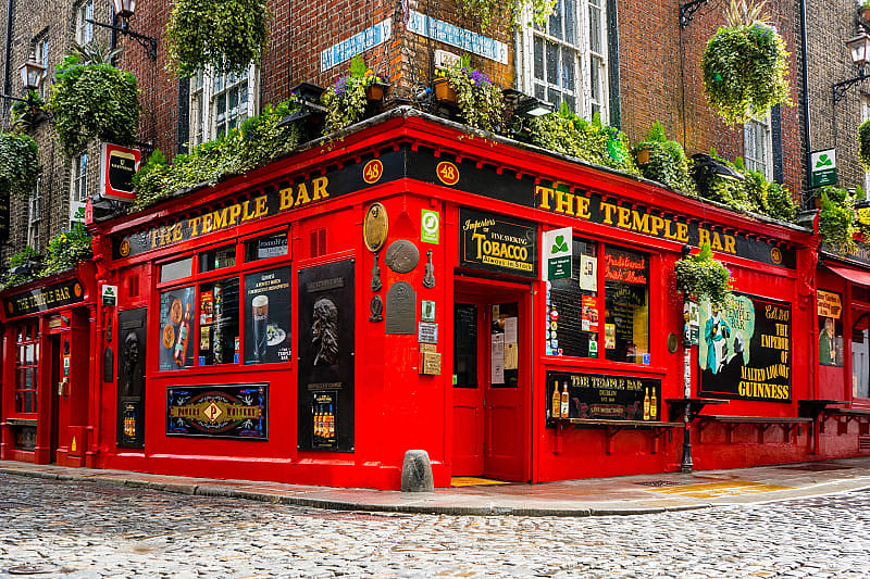 Celebrate St. Patrick's Day in the heart of the country he patronizes. Temple Bar District, Dublin, Ireland