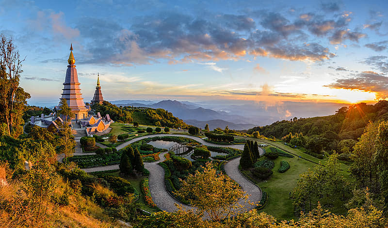 Pagodas at Doi Inthanon National Park, Chiang Mai, Thailand Pagodas at Doi Inthanon National Park, Chiang Mai, Thailand