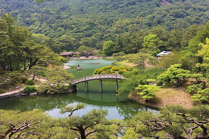 Ritsuri Coen Garden on Shikoku Island is one of the most famous in Japan
