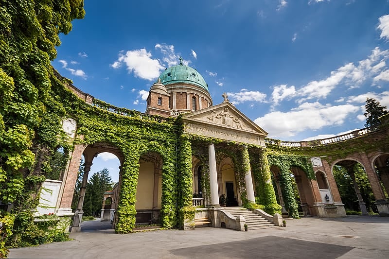 Historical Tour of Croatia - Mirogoj Cemetary Vine covered entrance to Mirogoj cemetery in Zagreb, Croatia