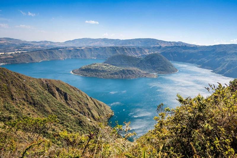 View of Cuicocha Crater Lake at Cotacachi-Cayapas Ecological Reserve.