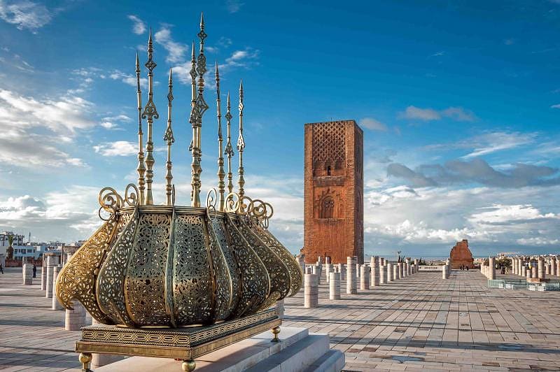 Traditional golden decorations with the emblem of Morocco