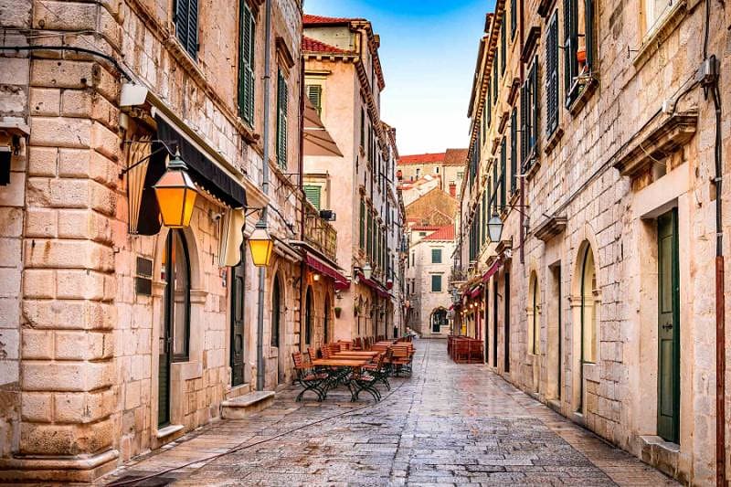View of an old street in Dubrovnik, Croatia.