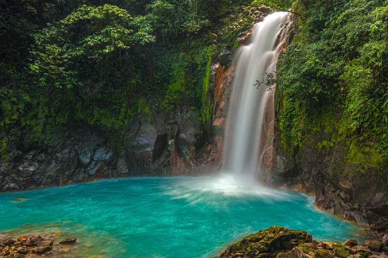 Rio Celeste Waterfall in Tenorio Volcano National Park