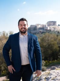 Travel agent Nikos in Greece.