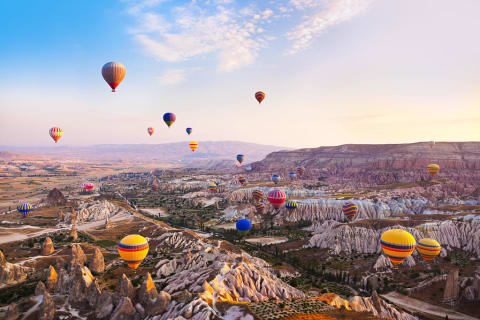 Balloons over Cappadocia in Turkey.