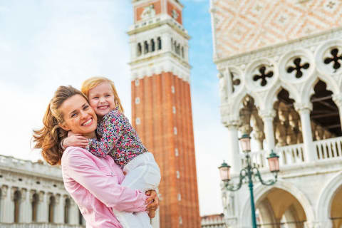 Mother and daughter in Piazza San Marco, Venice