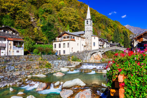 Picturesque village in Valle d'Aosta, north Italy