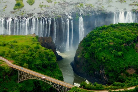 Aerial view of Victoria Falls in Zambia