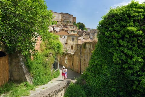 Sisters in the town of Sorano in the province of Grosseto, southern Tuscany