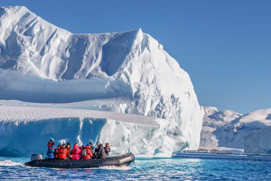 Boat tour at Cuverville island in Antarctica