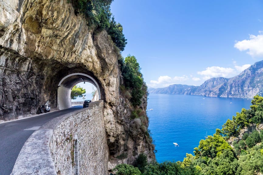 Scenic road on the Amalfi Coast in Italy