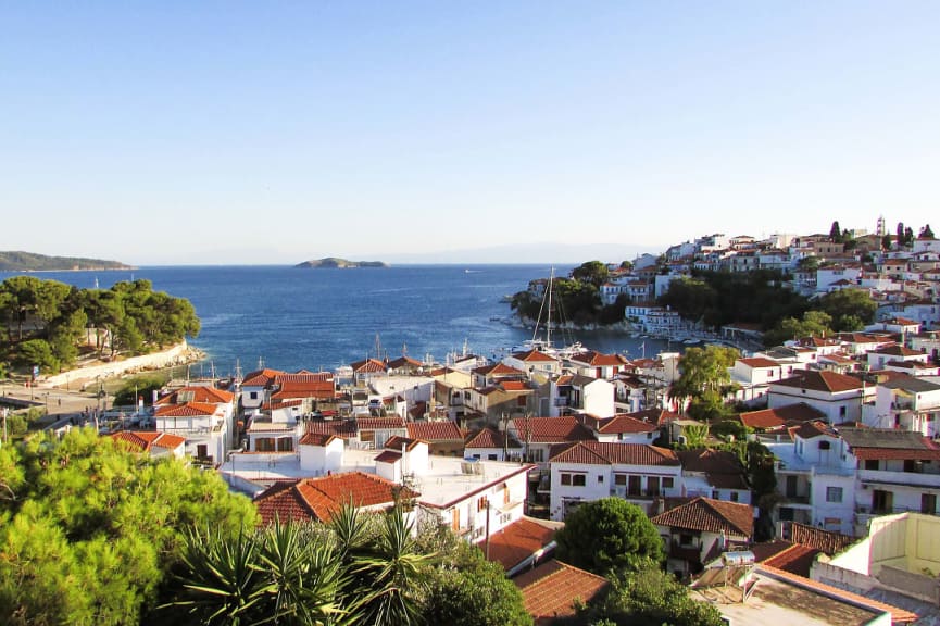 Chora city in Skiathos, Greece