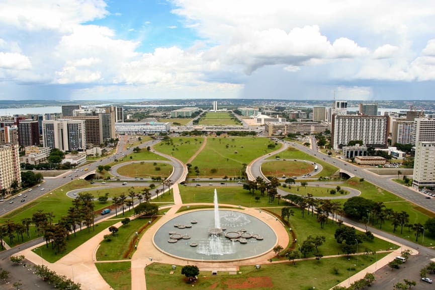 Aerial view of Brasilia in Brazil.