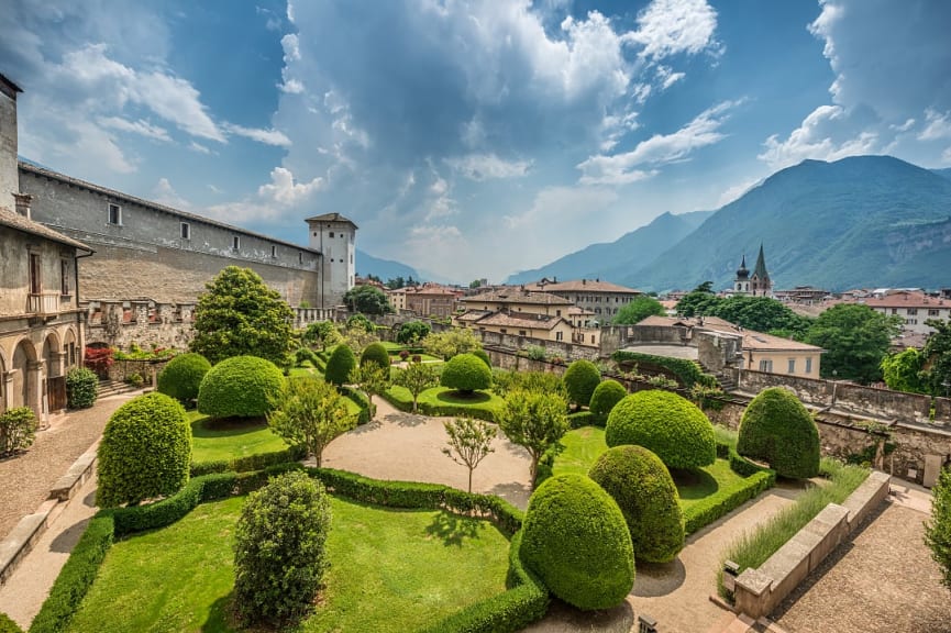 Buonconsiglio Castle gardens in Trento, Italy