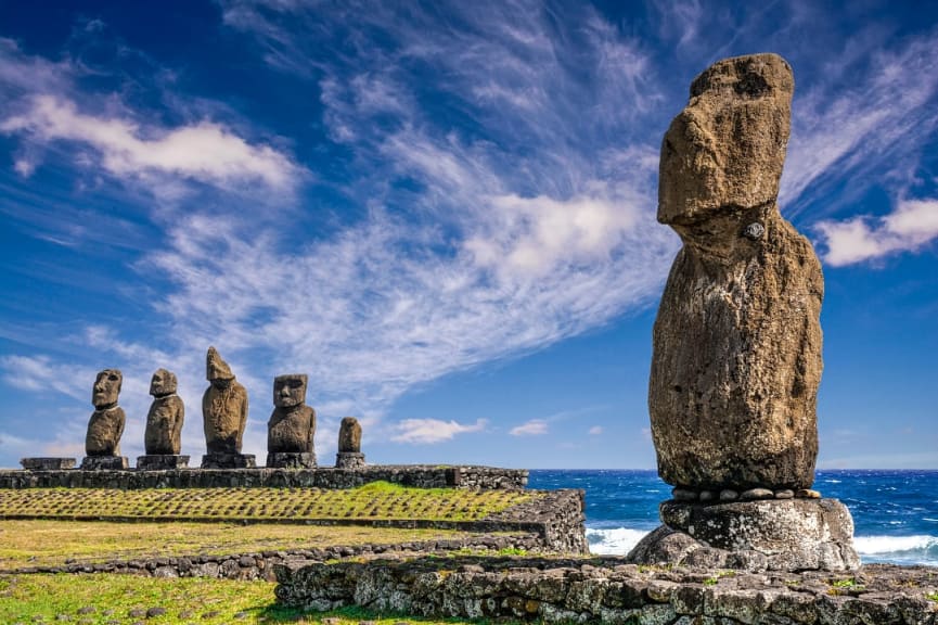 Moai Statues on Easter Island, Chile