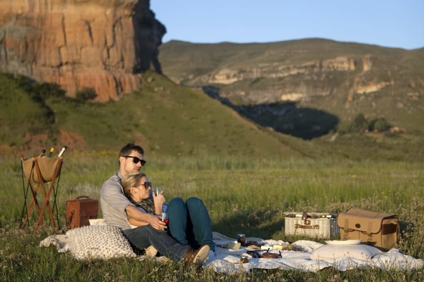 Couple having a romantic picnic in South Africa