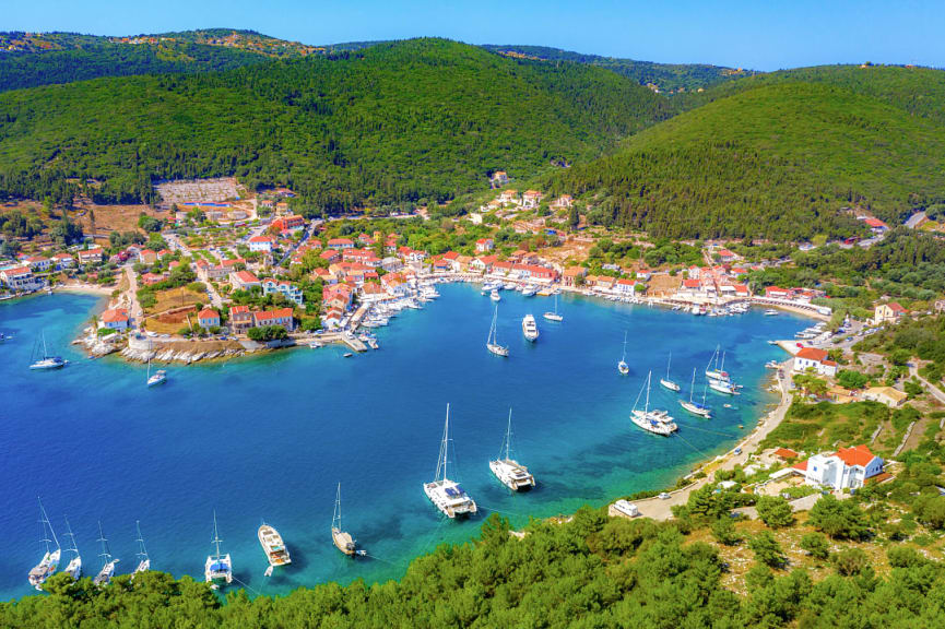 Picturesque Fiskardo village in Kefalonia Island, Greece