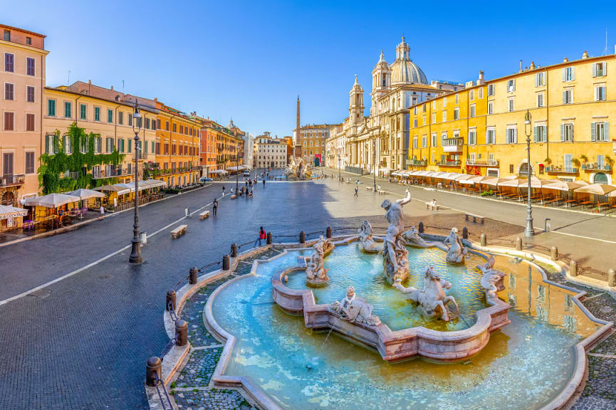 Fountain in Navona Square in Rome, Italy