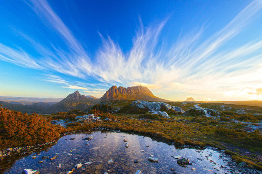 Cradle Mountain in the Central Highlands region of the Tasmania, Australia