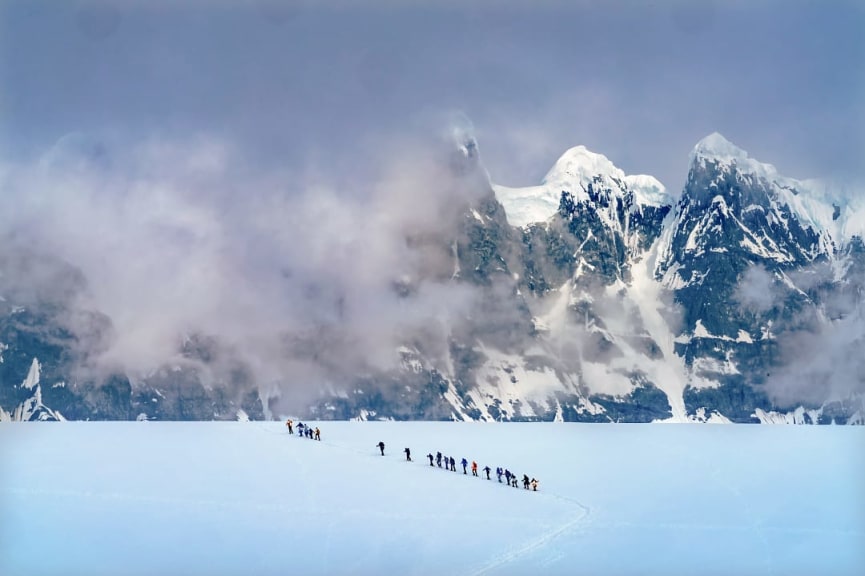 Hiking at Damoy Point in Antarctica