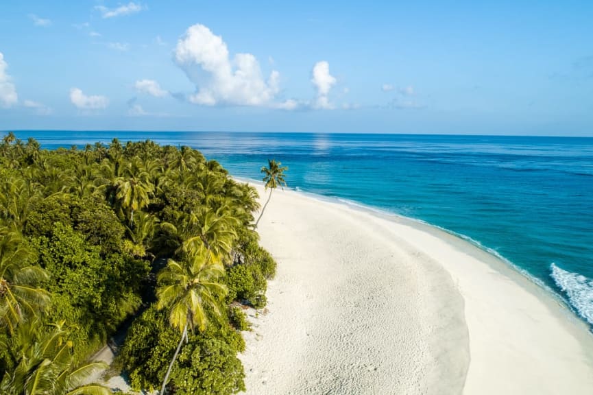 Beach at Saafu Point on Fuvahmulah island in the Maldives